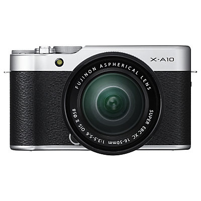 Fujifilm X-A10 Compact System Camera with XC 16-50mm OIS Lens, HD 1080p, 16.3MP, Wi-Fi, 3” Tiltable LCD Screen, Silver Fujifilm X-A10 Compact System Camera with XC 16-50mm OIS Lens, HD 1080p, 16.3MP, Wi-Fi, 3” Tiltable LCD Screen, Silver